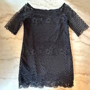 Chelsea28 black floral lace off shoulder women's sheath dress size XL